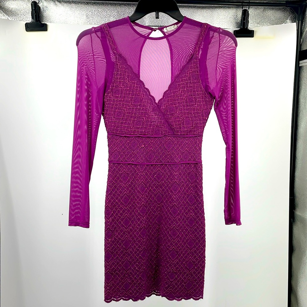 Intimately Free People Purple lace and mesh body con dress Extra Small